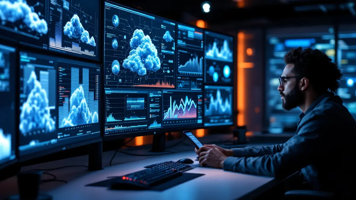 Modern security operations center diverse american analysts monitoring ai cloud security