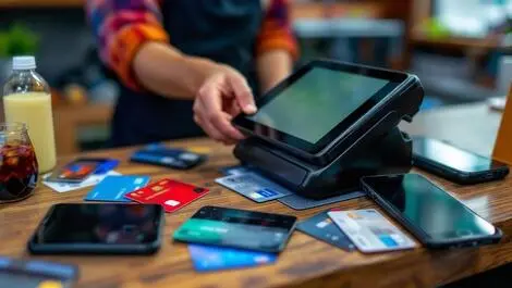 Malaysian small business shop counter modern payment terminal mobile cards