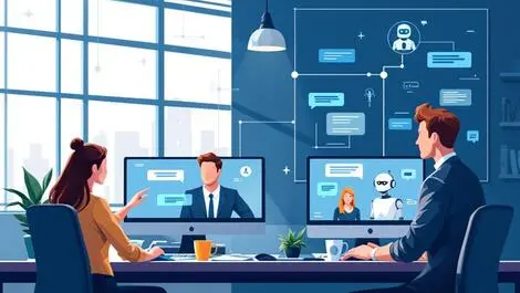 Modern office professionals ai powered chatbot virtual agent customer interactions