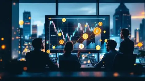 Business professionals australian city office crypto investment staking