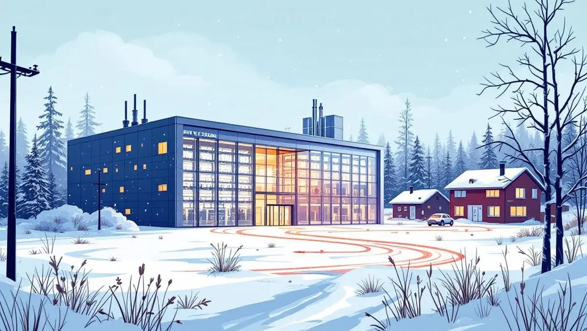 Modern data center in winter finnish landscape heat recovery sustainability