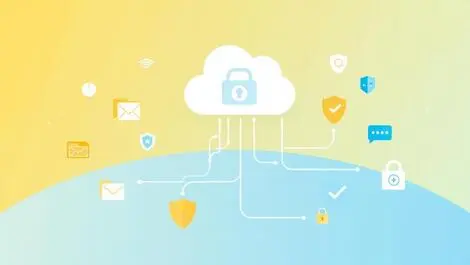 Secure cloud icon microsoft 365 services email folders chat data protection