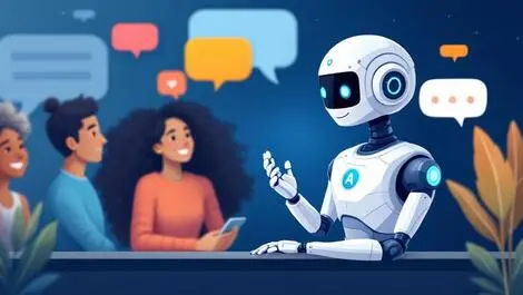 Friendly ai robot multilingual customer support enhanced experience illustration
