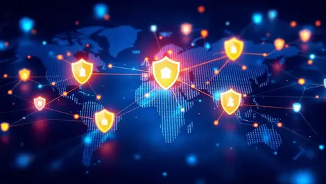 Digital shields world map global collaboration online fraud prevention singapore