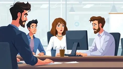 Canadian office workers confused about ai modern workplace illustration