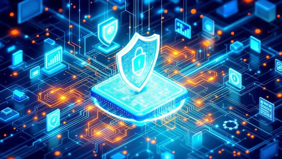 Detailed illustration secure data center digital shields network security ai