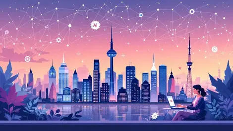 Canadian city skyline digital network ai technology growth innovation