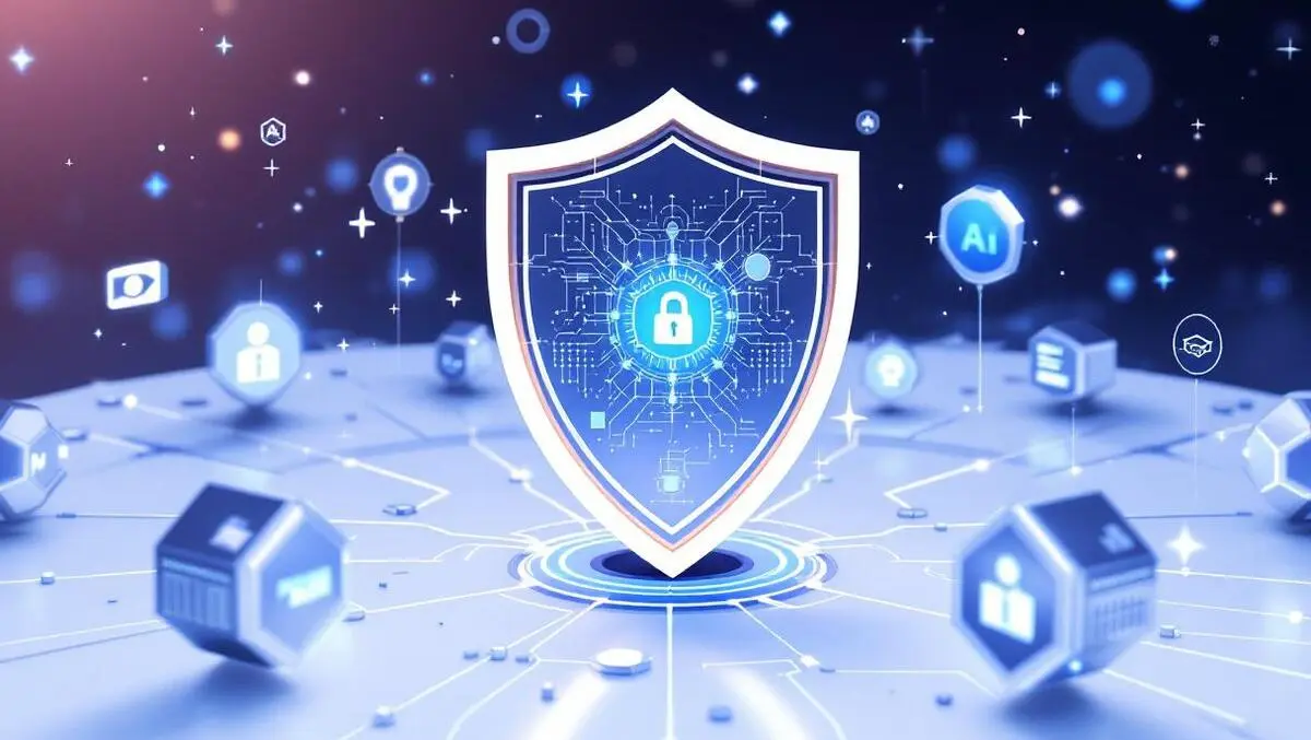 Digital secure shield network nodes cybersecurity identity protection ai business