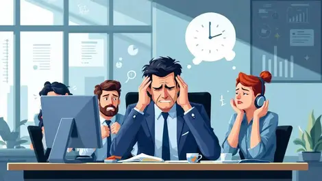 Stressed office workers australian corporate environment manager frustration employee burnout