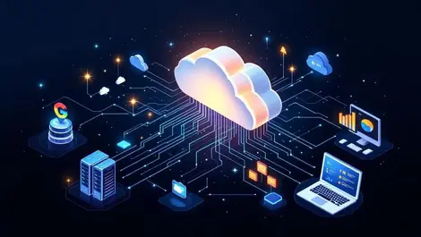 Interconnected cloud servers computer devices data integration analytics growth