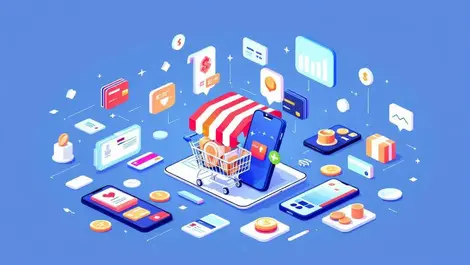 Online shopping cart with payment methods credit cards mobile wallets