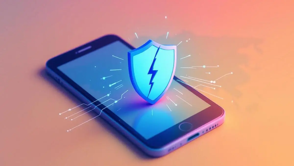 Realistic smartphone broken shield leaked data privacy vulnerability asia map