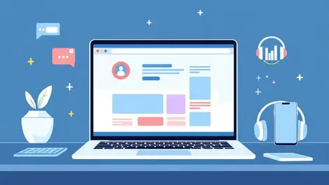 Accessible web design laptop with screen reader and mobile icons