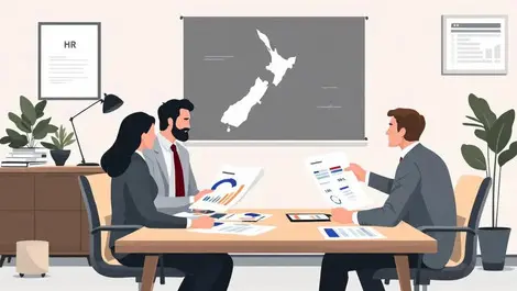 New zealand hr meeting salaries office flat illustration