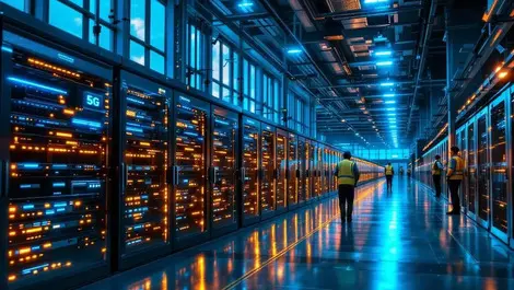 Cinematic telecom data center flash storage racks 5g engineers