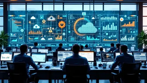Modern us ops center ai cloud monitoring multicloud wall screens