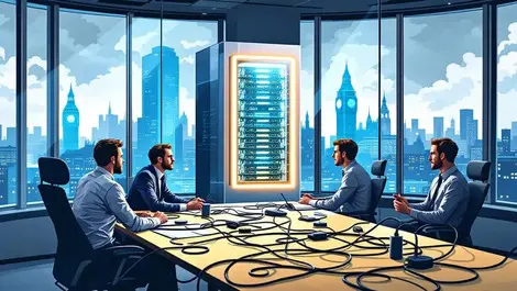 Uk office quantum computer meeting skills budget gaps london skyline