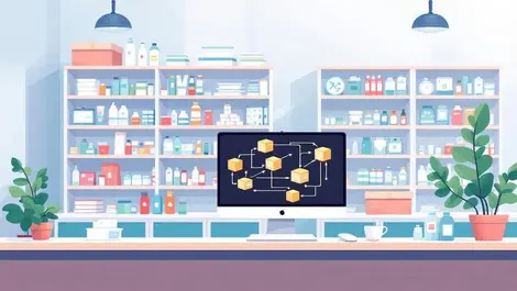 Australian pharmacy isometric supply chain ordering system illu