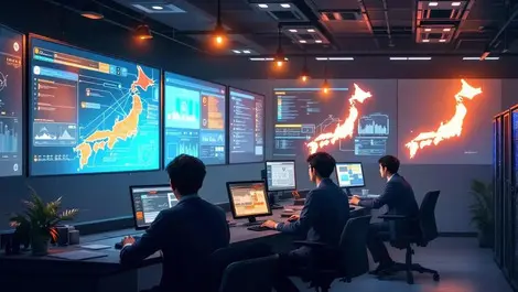 Japanese data center control room hybrid cloud automation secure