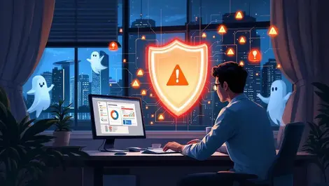 Singapore night office cybersecurity shielded network scene