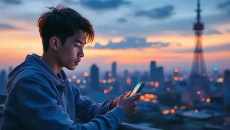 Vietnamese gamer 5g cloud mobile gaming city dusk speed