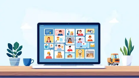 Modern b2b wholesale marketplace laptop on wooden desk vector